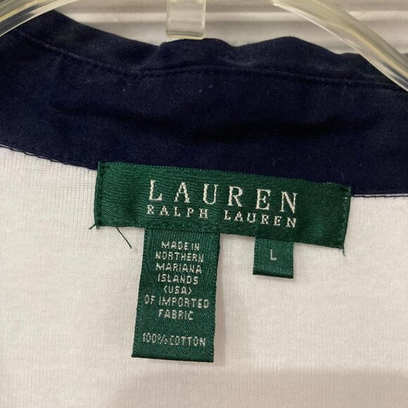 Ralph Lauren White and Navy Long Sleeved Top - Size Large - Picture 3 of 3